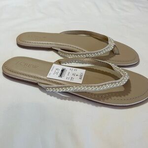 J Crew Fac NWT Pearl Easy Summer Flip Flops Size 8